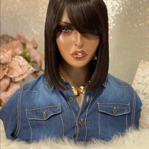 12”Bob 100% Brazilian Human hair Wig with Bangs
